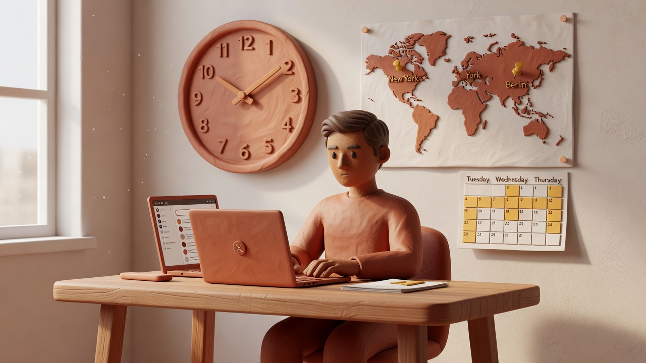 Best time to post on X hero showing morning scheduling window in clay style