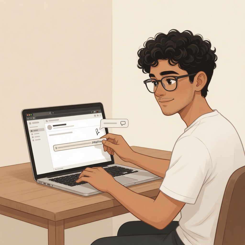 Founder at a laptop moving a URL from the tweet composer into a reply bubble