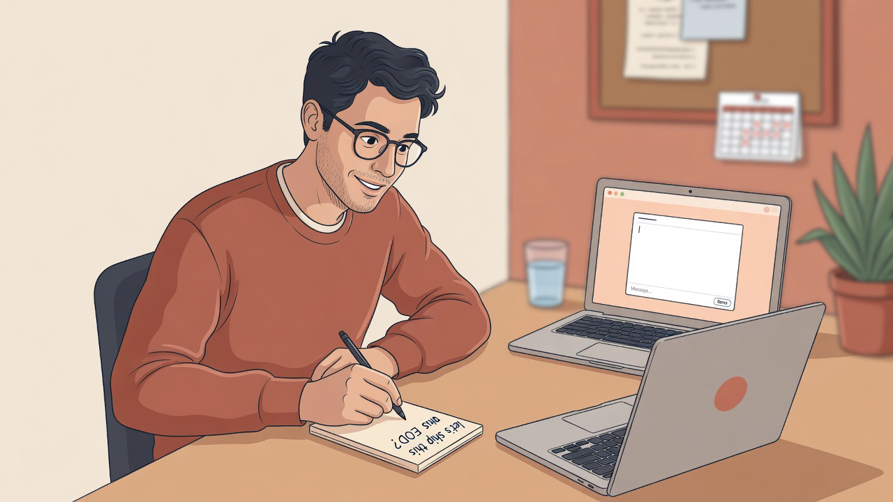 Founder writing a one-line claim that a coworker would paste into a DM