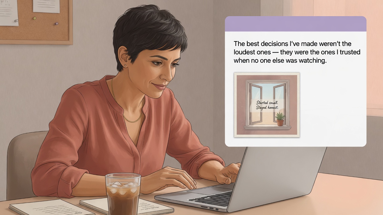 Founder reviewing a quote post draft with an embedded original on screen