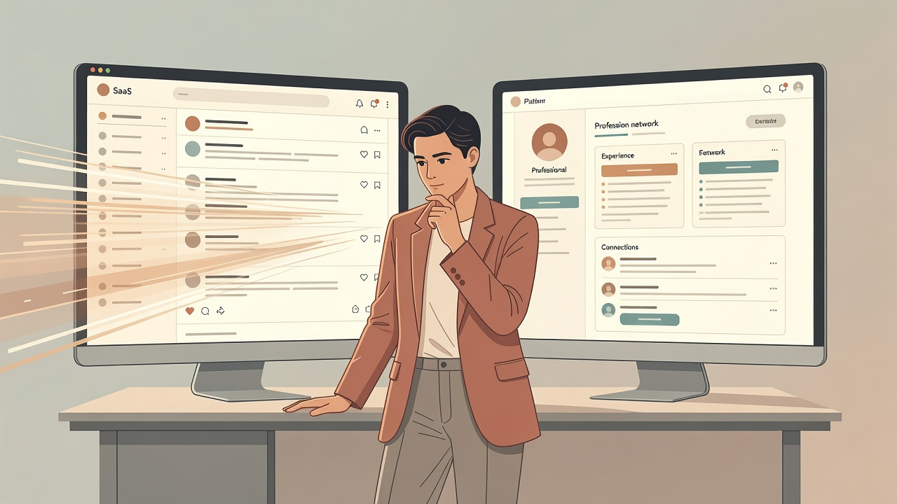 Clay founder weighing an X card against a LinkedIn card